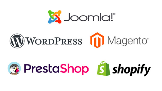 Joomla!, Wordpress, Prestashop, Magento e Shopify